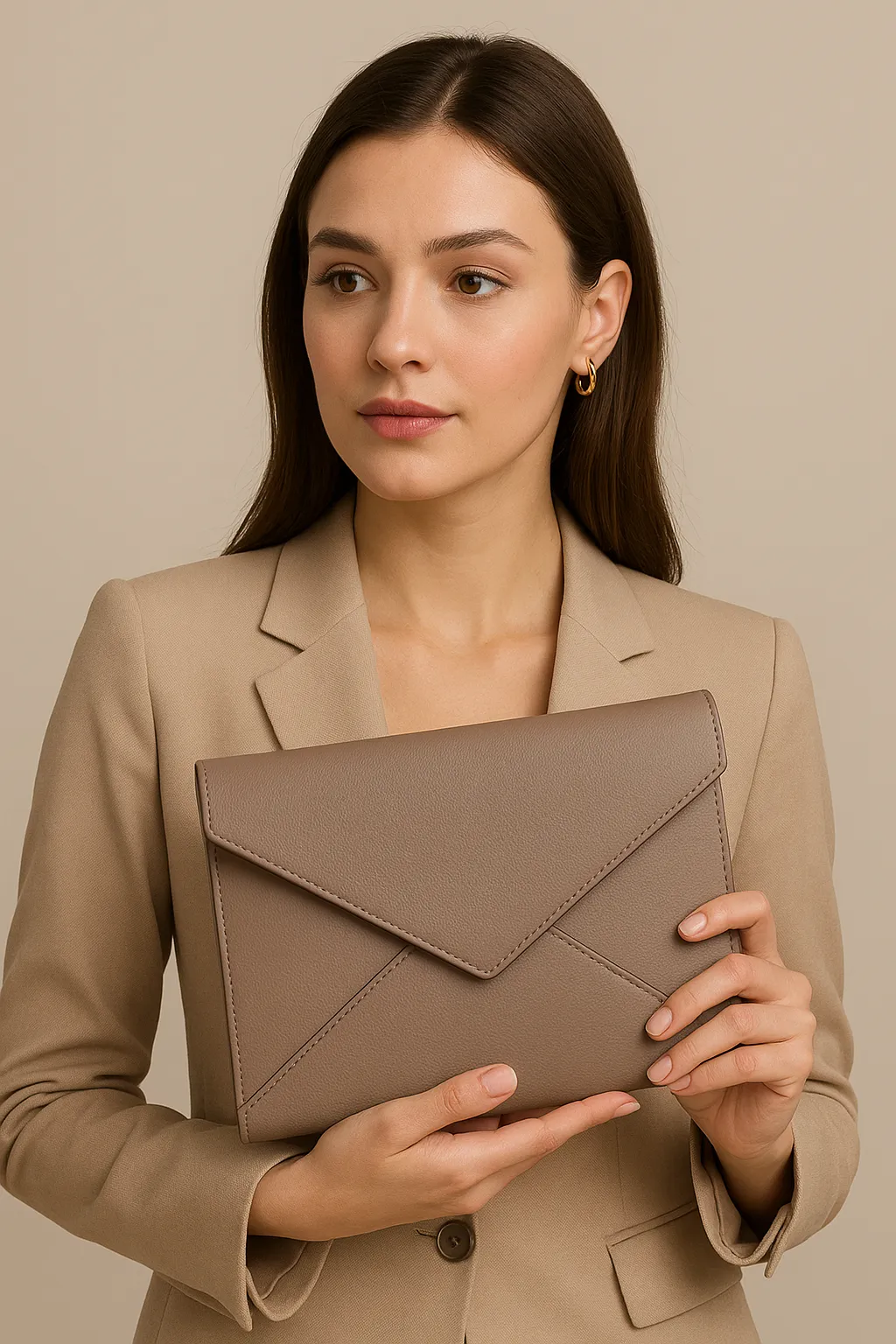 Eine Frau mit Clutches